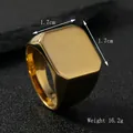 Golden square signet ring in polished titanium steel with 1.7cm face dimensions - US 6 / Beveled Polished Large Square / Gold