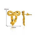 Detailed view of gold bow earrings with 20mm height and 15mm width dimensions - 20mm x 15mm / Gold (E4775)