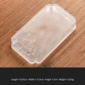 Vassoio da tè in vetro cristallo smerigliato con rilievo gazza 29,6x17,6cm rettangolare - Rilievo gioioso di uccelli e fiori
