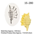 White silicone conch shell mold with yellow fondant sample and size measurement details - No. 1 / Gray