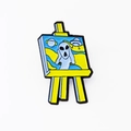 Creative enamel brooch with alien scream painting on a miniature easel accessory - Alien The Scream Art (CC758)