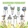 DIY 5D diamond painting wind chime kit featuring butterfly and heart acrylic pendants - DZ-51 Art Shapes 8-Piece Set