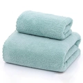 Thick mint green coral fleece towel set with soft texture and high absorption - Cut-edge Style / Towel (35*75cm) / Cyan