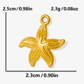 Detail eines 304 Edelstahl Seesternanhängers in Gold mit Angabe von Größe und Gewicht - Gold