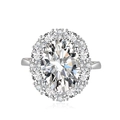 Elegant silver oval halo ring with sparkling clear stones and radiant stone setting - Adjustable Open / White Zirconia
