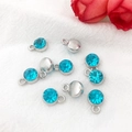 Silver zodiac constellation pendants with blue rhinestones and metal mounting rings - Antique Silver June - Lake Blue