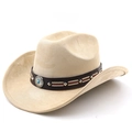 Dettaglio cappello da cowboy con borchie a girasole turchese e cinturino intrecciato - M (56-58cm) / Cammello