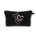 Black canvas makeup bag with faith hope love heart prints and a secure top zipper - 8-Black Faith Hope Love