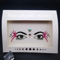 Pink glitter wing face crystal sticker with colorful laser star and round diamond gems - 011