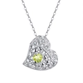 Bohemian silver necklace featuring a heart pendant with a yellow gemstone and white crystals - Peridot White Gold Plated Approx. 2.6g