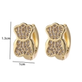 Detalle de pendientes de oso dorados con circonitas y marcas de medida 1,3x1cm - Estilo Forma de Oso (E)