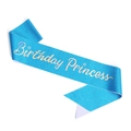 Blue sequin Birthday Princess sash with gold lettering for girl party gifts - Blue Sash (Single)