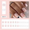 Kit de uñas postizas rosa claro W518 con toques de purpurina y 24 piezas brillantes - W518 Chica Suave