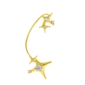 Goldene Ear Cuff mit funkelnden Stern-Kristallen und minimalistischer Metallkurve - Stil B Gold Rechte Seite (M-435)