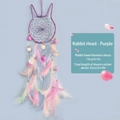 Purple rabbit-shaped dream catcher with gradient feathers and soft plush balls - Rabbit Shape - DIY Kit / Without Light / Purple