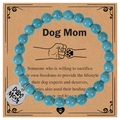 Detail of Dog Mom turquoise stone bracelet with engraved stainless steel paw charm - Turquoise