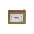 Slim RFID blocking card holder wallet in grayish green cross-patterned leather finish - Grey Green