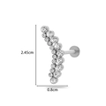 Piercing labret in titanio G23 argento con cluster di cristalli curvo lungo 2,45 cm - Stile Fila di Barre Curve (588-1#银)