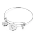 Bracelet cœur ajustable argenté avec pendentifs Love et Mi Mama pour la fête des mères - Style B(KB153321-Z) / Argenté