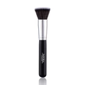 Impora London black makeup brush with soft fiber bristles and silver ferrule on white background - Flat Foundation Brush