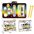 2-in-1 Kinder-Musikteppich mit Schlagzeug und Klavier inklusive gelber Drumsticks - LT757-58 Gelb Blau