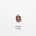 Detail of red and green enamel gift box pendant with gold metal edges for DIY jewelry - No.12 Christmas Gift Box