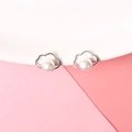 Elegant cloud-shaped silver stud earrings with a white freshwater pearl accent - Silver Earring Back Style / White Pearl-Silver