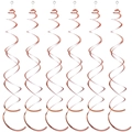 Set of six rose gold metallic spiral ceiling decorations with white hanging hooks - Double Spiral / Rose Gold