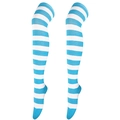 Knee-high socks with classic blue and white horizontal stripes in soft knitted cotton - Light Blue & White Wide Stripes