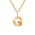 DIY gold stainless steel necklace featuring a letter G pendant with radial texture - Letter G / Gold