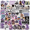 50pcs magic theme stickers featuring purple witches, cats and books for laptop decor - PMS236 (Magic Theme-Halloween Style)