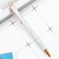 Sparkling white glitter ballpoint pen with elegant rose gold metal accents and clip - White Scale (Rose Gold Trim)