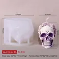 Skull with roses silicone mold and finished purple candle for DIY craft projects - Skull 1A (ZL-139)