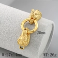Golden lion head clasp connector for DIY jewelry making, 27x14mm size with 20mm ring - Lion Head Gold (KLJ6336-Z)