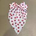Lazo para el pelo blanco con estampados de fresas rojas y cintas largas elegantes - Estampado de Fresa con Lunares