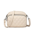 Chic cream white quilted leather crossbody bag with rhombic stitching and zipper detail - Off-white