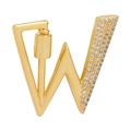 Zirconia studded letter W pendant charm with spring clasp in gold plated finish - Letter W