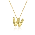 Polished 18K gold-plated bubble 'W' letter pendant necklace on minimalist chain - Letter W Necklace Set