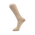 Men's thin nylon dress socks in light khaki with decorative vertical patterns - One Size / Khaki