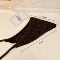 Deep brown knitted triangle headscarf in retro crochet wool with 51cm side straps - Dark Brown