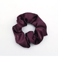 Lustrous deep purple satin scrunchie with a smooth silk-like finish and soft texture - Deep purple