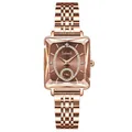 Orologio donna lusso oro rosa con quadrante rettangolare e bracciale in metallo - caffè