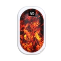 White digital hand warmer with burning charcoal visual panel and LED temperature display - N21 Charcoal Hand Warmer White