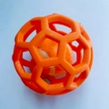 Bright orange hollow geometric pet toy ball with an inner nested bouncy ball for dogs - Orange with Tennis Ball