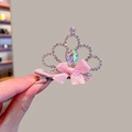 Barrette couronne rose pour filles avec strass brillants et petit nœud en ruban - Couronne Grosse Goutte d'Eau Style 3
