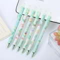 Set of 6 green retractable gel pens with cute dinosaur patterns for school and office - Happy Dinosaur