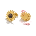 Boucles d'oreilles tournesol dorées avec œil de tigre et détail d'anneau ouvert 17mm - Or / Œil de Tigre