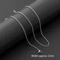 Sleek 3mm stainless steel box pearl chain for men featuring a secure lobster clasp - Curb Chain / 3mm Width 70cm Length