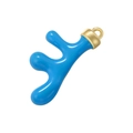 Pendentif bois de cerf corail en émail bleu avec d'élégants détails dorés - Bleu