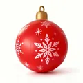 Red inflatable Christmas ball with white snowflakes and LED light feature - Bright Red